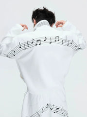 【26s May】Embroidered Music Note Structured Hoodie Set