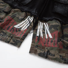 【25s Jul.】Stitching Camouflage Denim Shorts