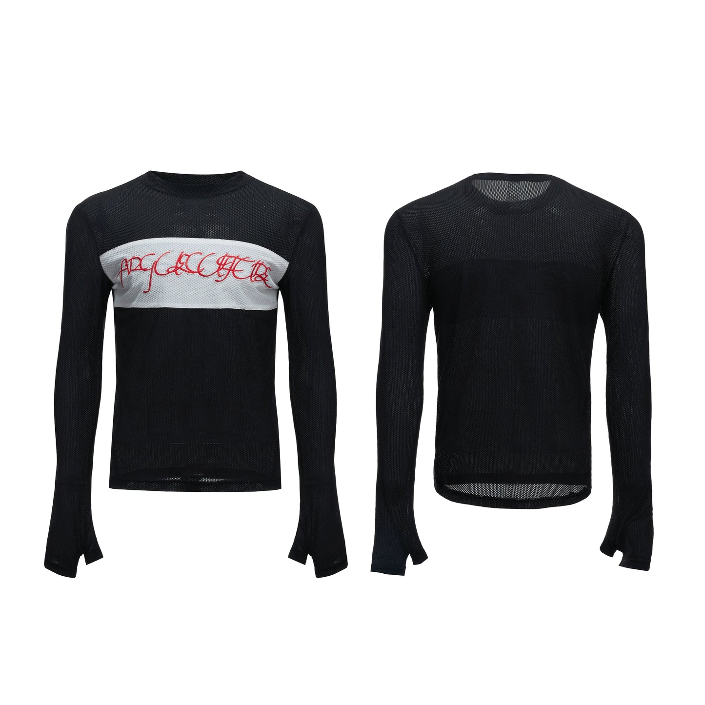 【25s Aug.】Mesh Elastic Slim Fit Embroidered Bottoming Shirt