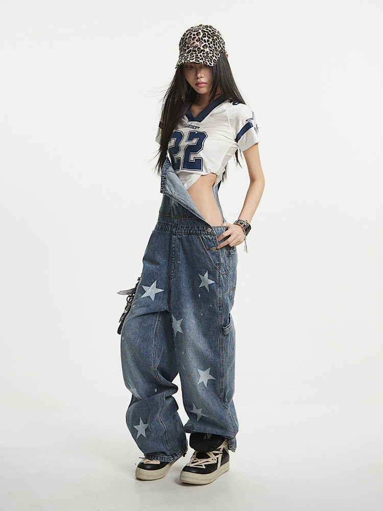 【25s Aug.】Star Embroidery Wide-Leg Denim Pants