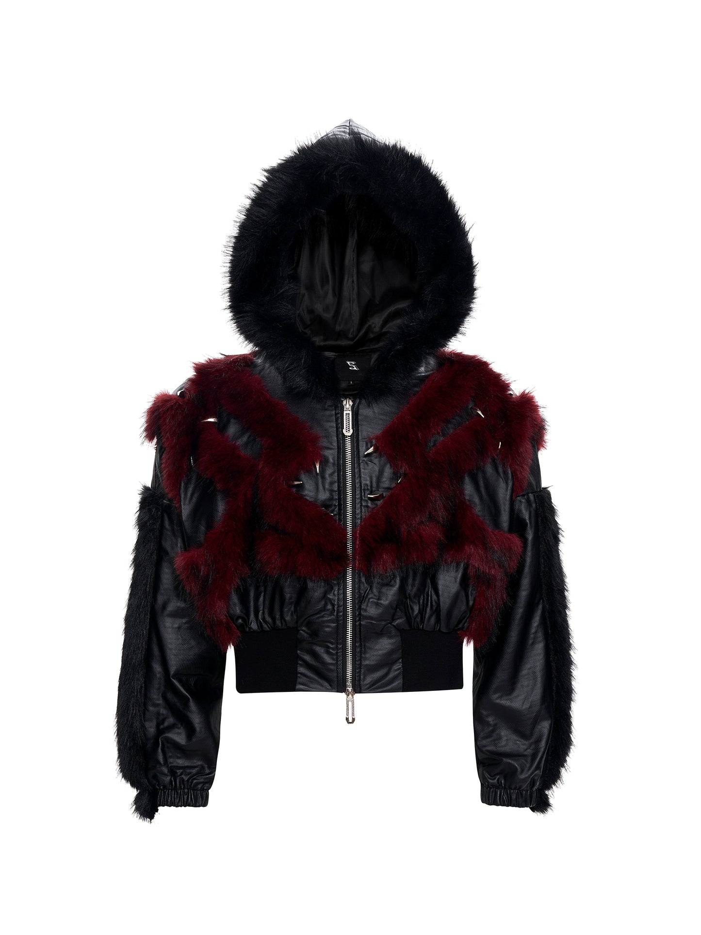 【25s Oct.】Studded Faux Fur Hooded Jacket