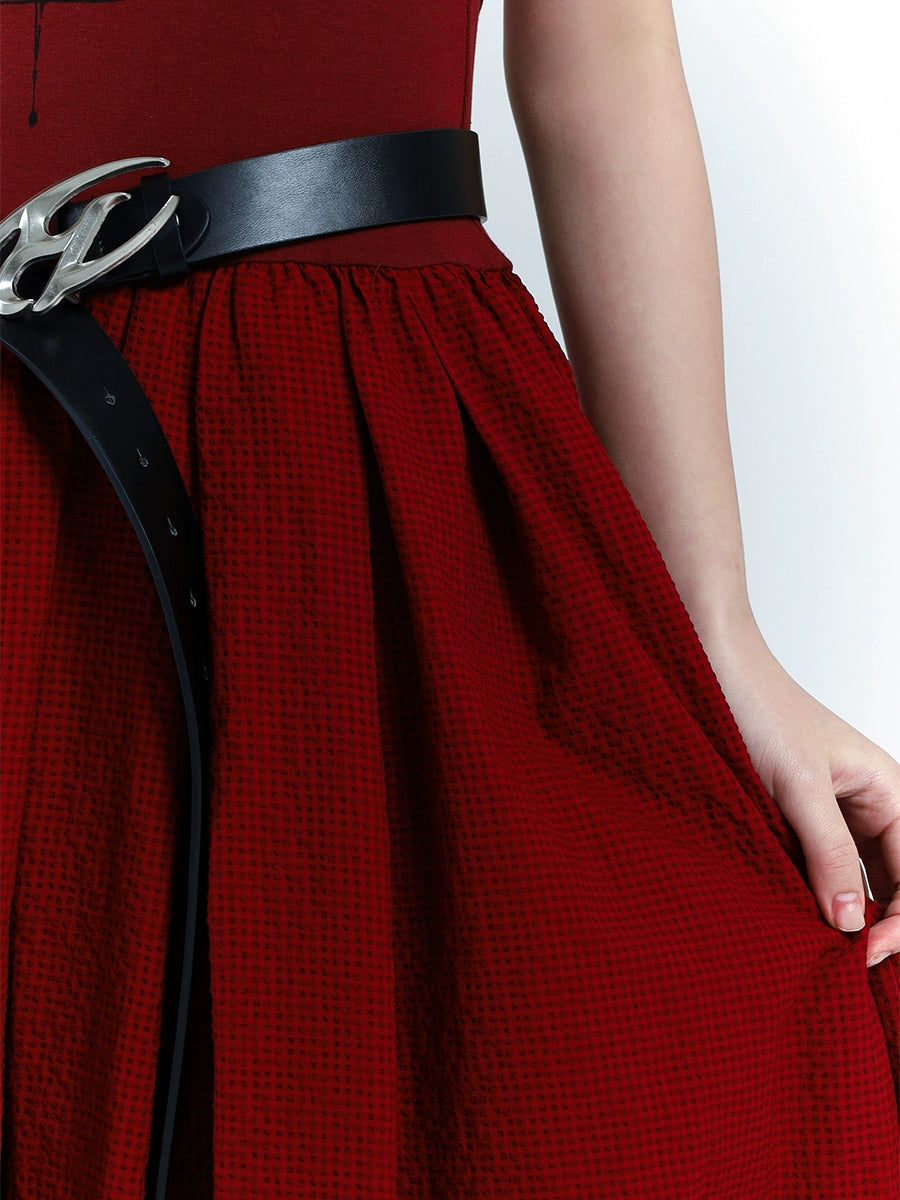 【25s Jul.】Sleeveless Printed Waist-Cinched Dress