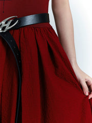 【25s Jul.】Sleeveless Printed Waist-Cinched Dress