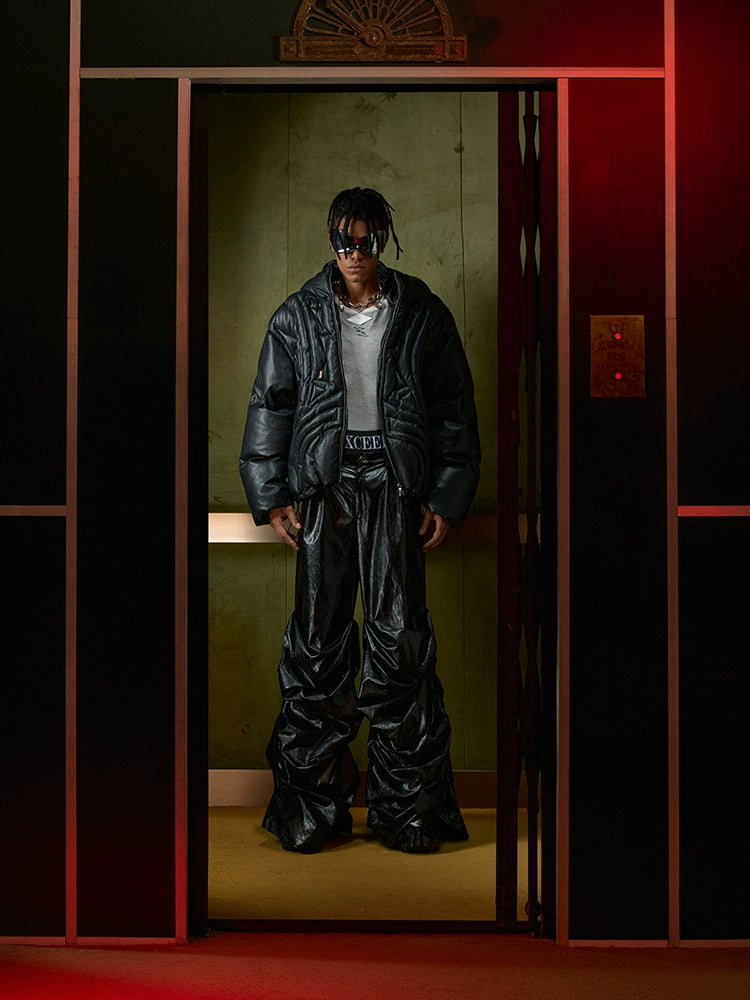 【24s Nov.】Men's Wide-Leg Ruched Leather Pants ArtsKoreanMan