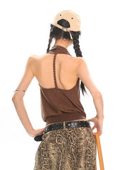 【25s May.】Twist Back Elastic Knit Crop Top