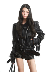 【25s Oct.】Functional Punk High Street Slim Leather Jacket