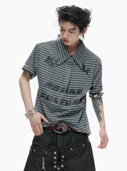 【26s Apr.】Contrast Stripe Embroidered Polo Tee