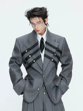 【26s Apr.】Silver Detail Double-Breasted Tailored Suit Set