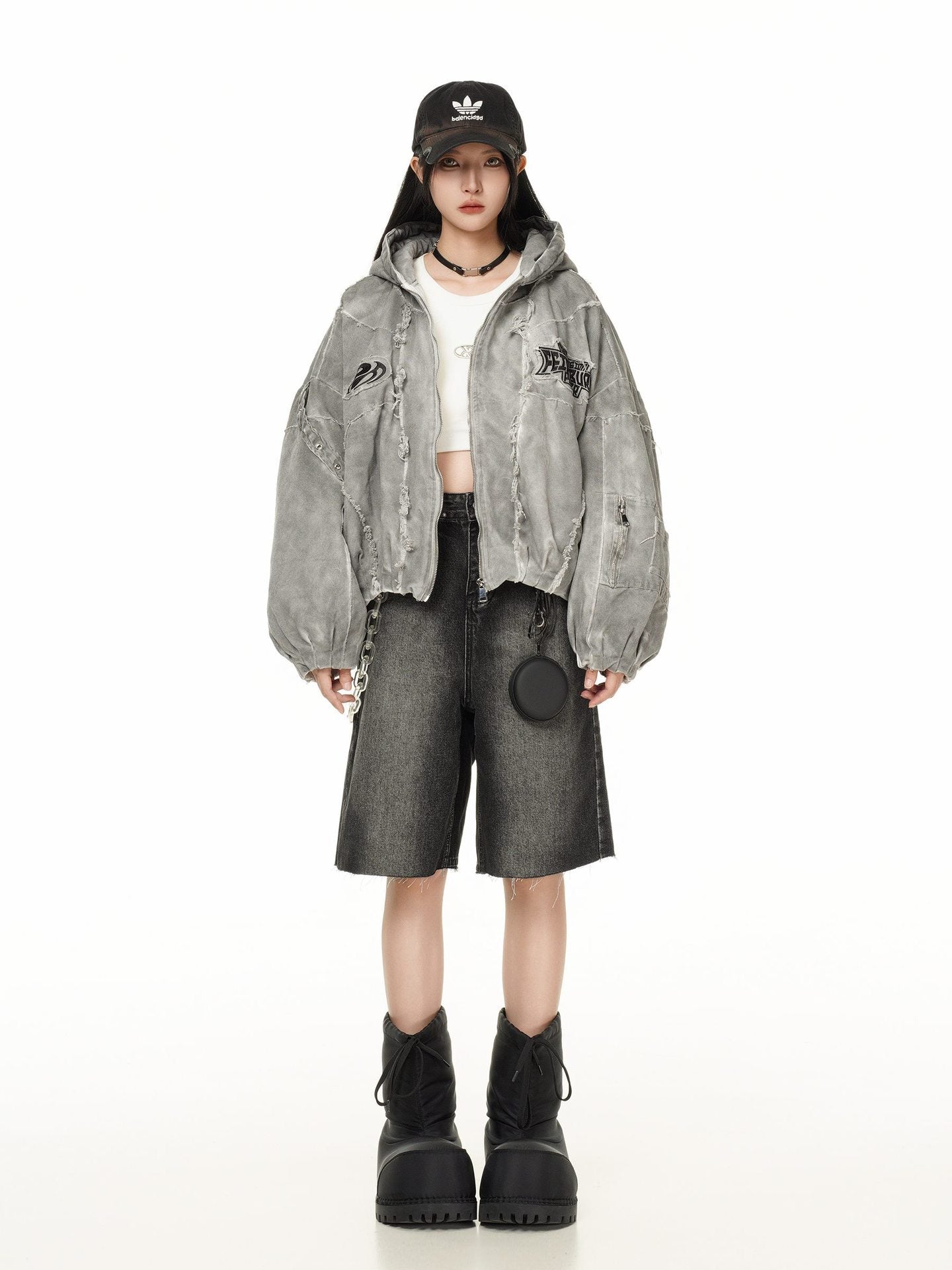 【25s Jul.】Mottled Distressed Striped Cotton Coat
