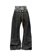 【25s Aug.】Leopard Print Double-Waist Curved Blade Jeans