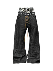 【25s Aug.】Leopard Print Double-Waist Curved Blade Jeans