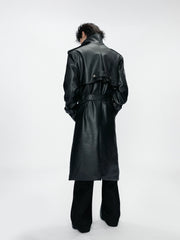 Multi-Form Layered Leather Trench Coat