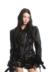 【25s Oct.】Functional Punk High Street Slim Leather Jacket