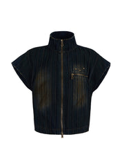 【25s Sep.】Street Style Short Stand Collar Denim Vest/jeans