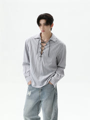 【25s Sep.】Cleanfit Drawstring Striped Shirt