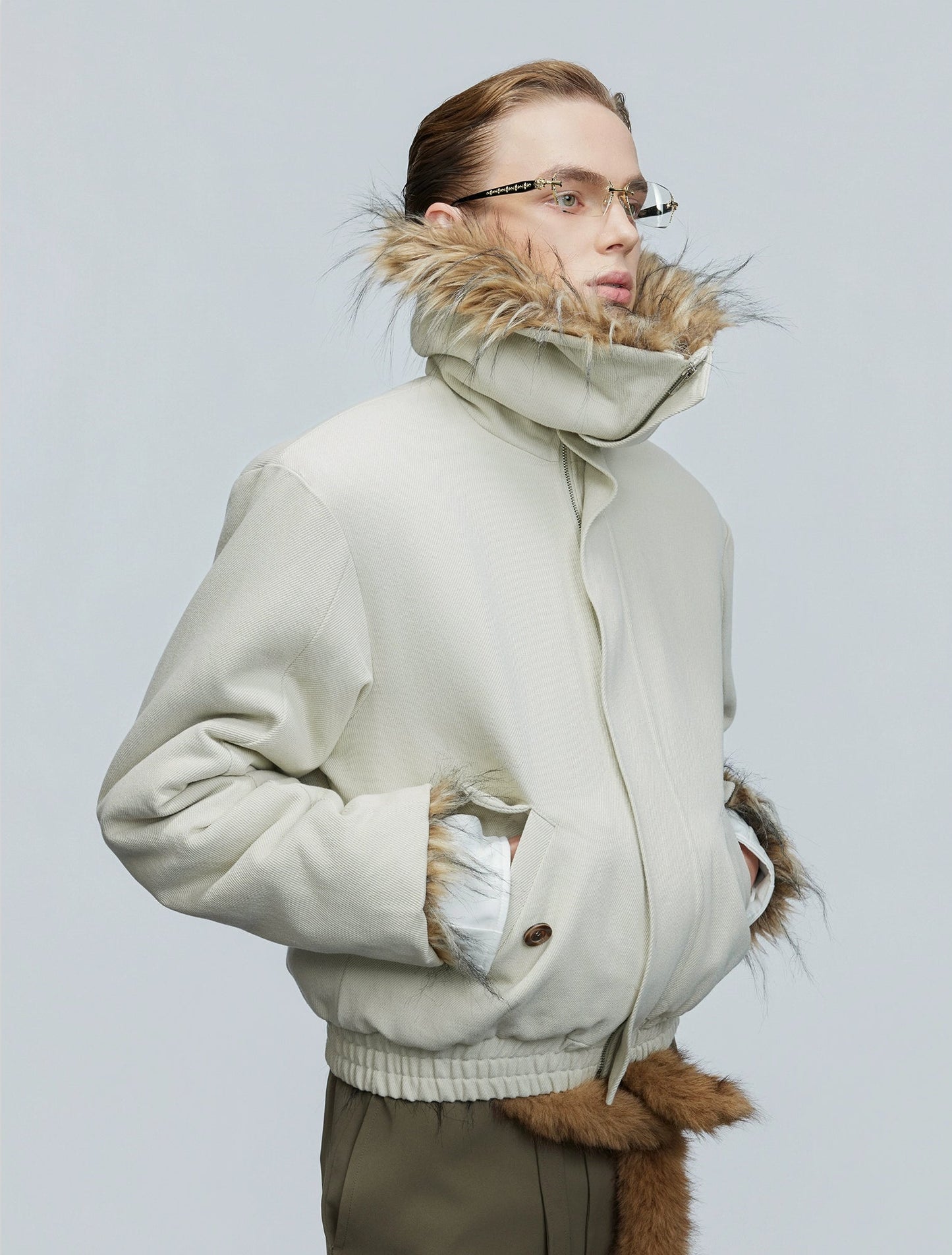 【25s Nov.】Washed Fur Collar Plush and Thickened Cotton Jacket