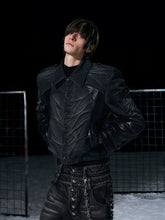 Short Pleated Patchwork Denim Jacket