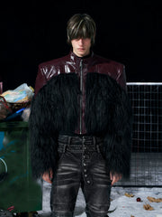 High-end Faux Fur Patchwork Leather Jacket
