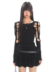 【25s Apr】Hollow Slim Fit Long Sleeve T-Shirt