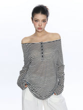 【26s Jan.】Korean Relaxed Stripe Lightweight Long Sleeve Tee