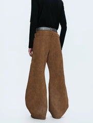 【26s Jan.】Retro Suede Double-layer Curved Trousers