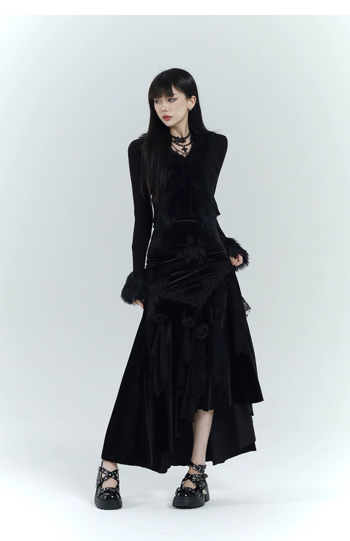 【25s Jul.】Gothic Velvet Fishtail Skirt