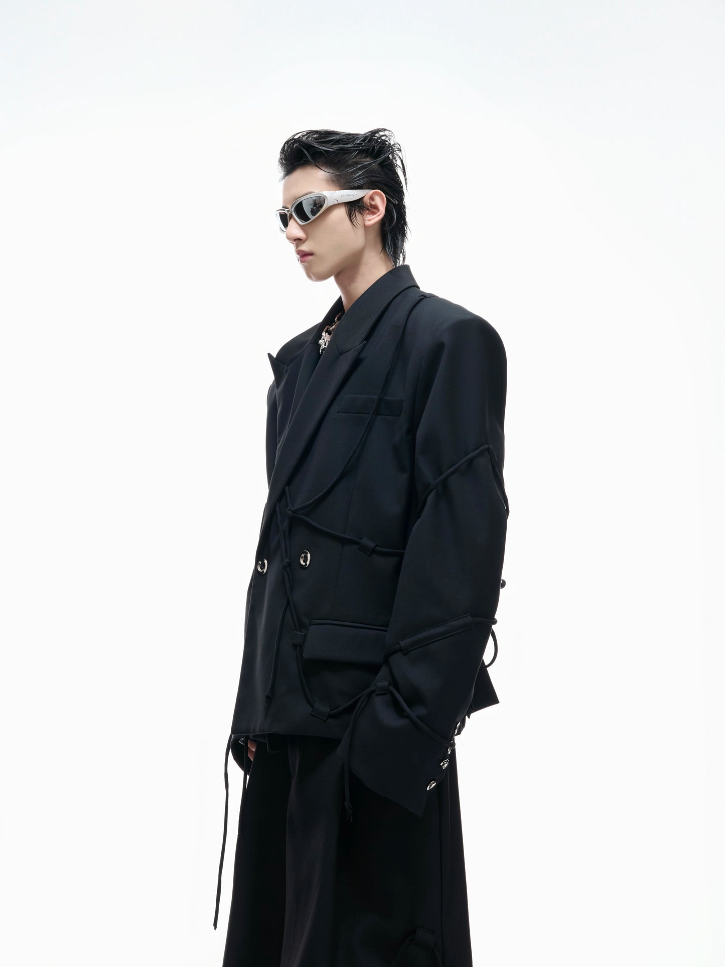 【25s Aug.】Striped Belted Cropped Blazer /Pants Set