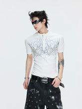 Gothic Flame Studded Slim Tee