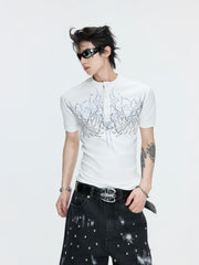 Gothic Flame Studded Slim Tee