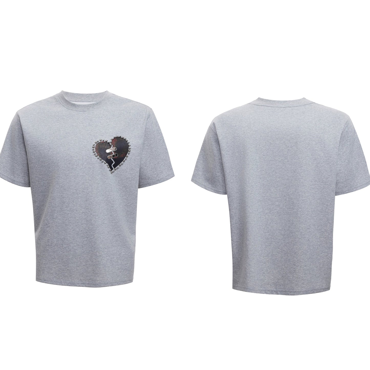 【25s Jul.】Metal Beads Heart Cracks Heavy T-shirt
