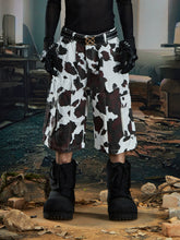【25s Aug.】Deconstructed Patchwork Cargo Cow-Print Cropped Pants