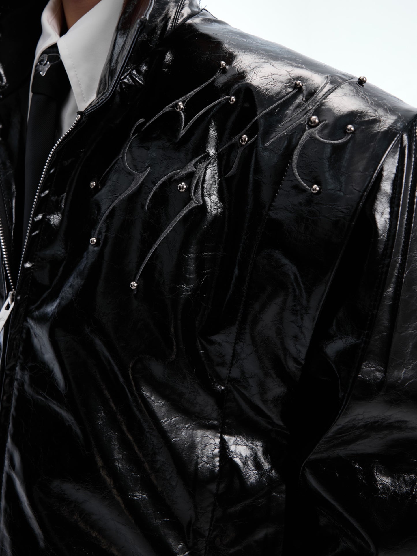 【25s Apr.】Shiny Studded Leather Jacket