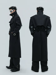 【25s Nov.】Crocodile-print Lace-up Metal Buckles Woolen Coat