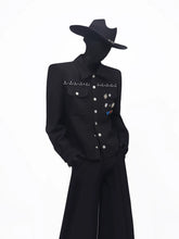 Rhinestone Badge Cropped Jacket