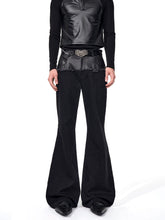 【25s Sep.】High Street Paneled Leather Bootcut Jeans