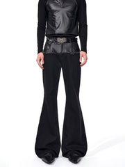 【25s Sep.】High Street Paneled Leather Bootcut Jeans