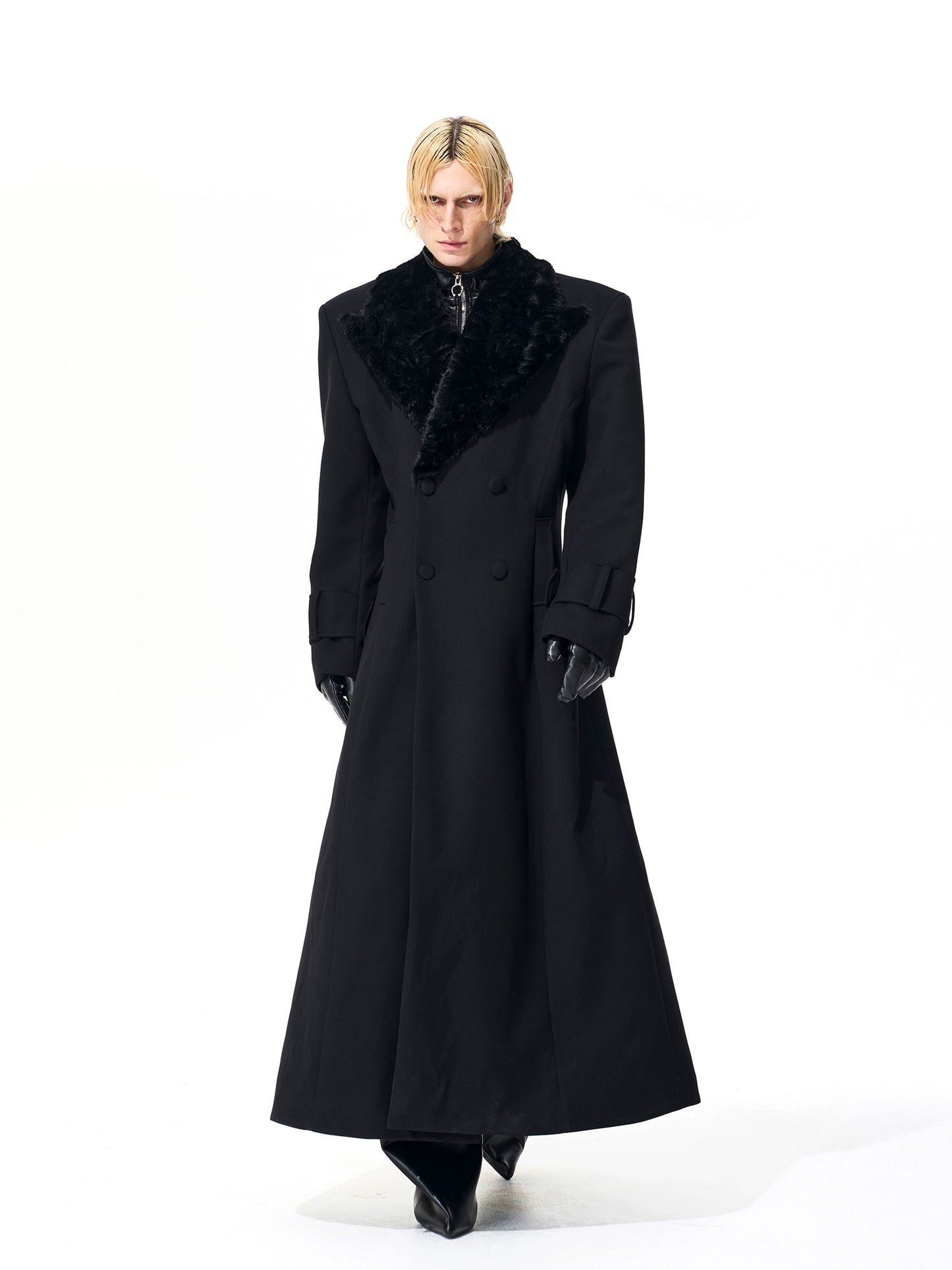 【25s Nov.】Elegant Long Trench Coat with Fur Collar