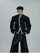 【25s Nov.】Exposed Stitching Deconstructed Color-blocked Jacket