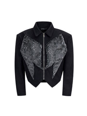 【25s Aug.】Red Snake Print Faux Fur Jacket