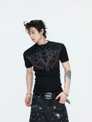 Gothic Flame Studded Slim Tee