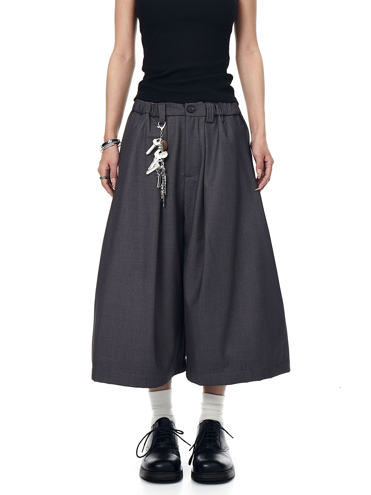 【25s 】Pleated Wide Leg Casual Cropped Trousers