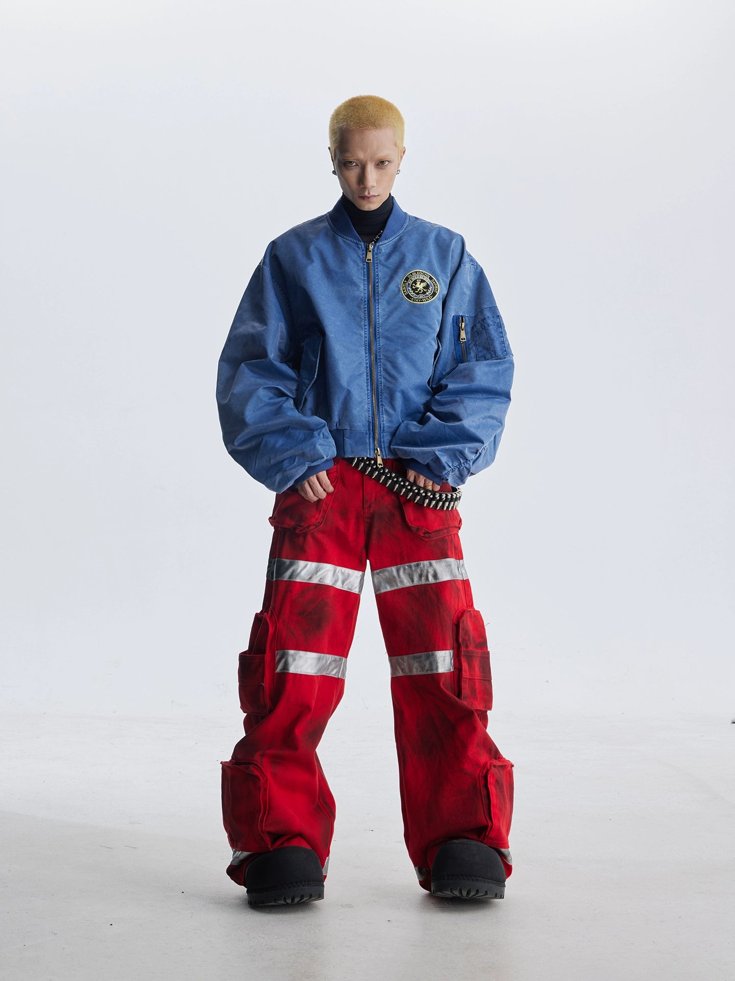 【25s Aug.】Distressed Washed Loose Bomber Jacket