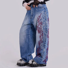 【25s Aug.】Embroidered Totem Mid-Rise Wide-Leg Jeans