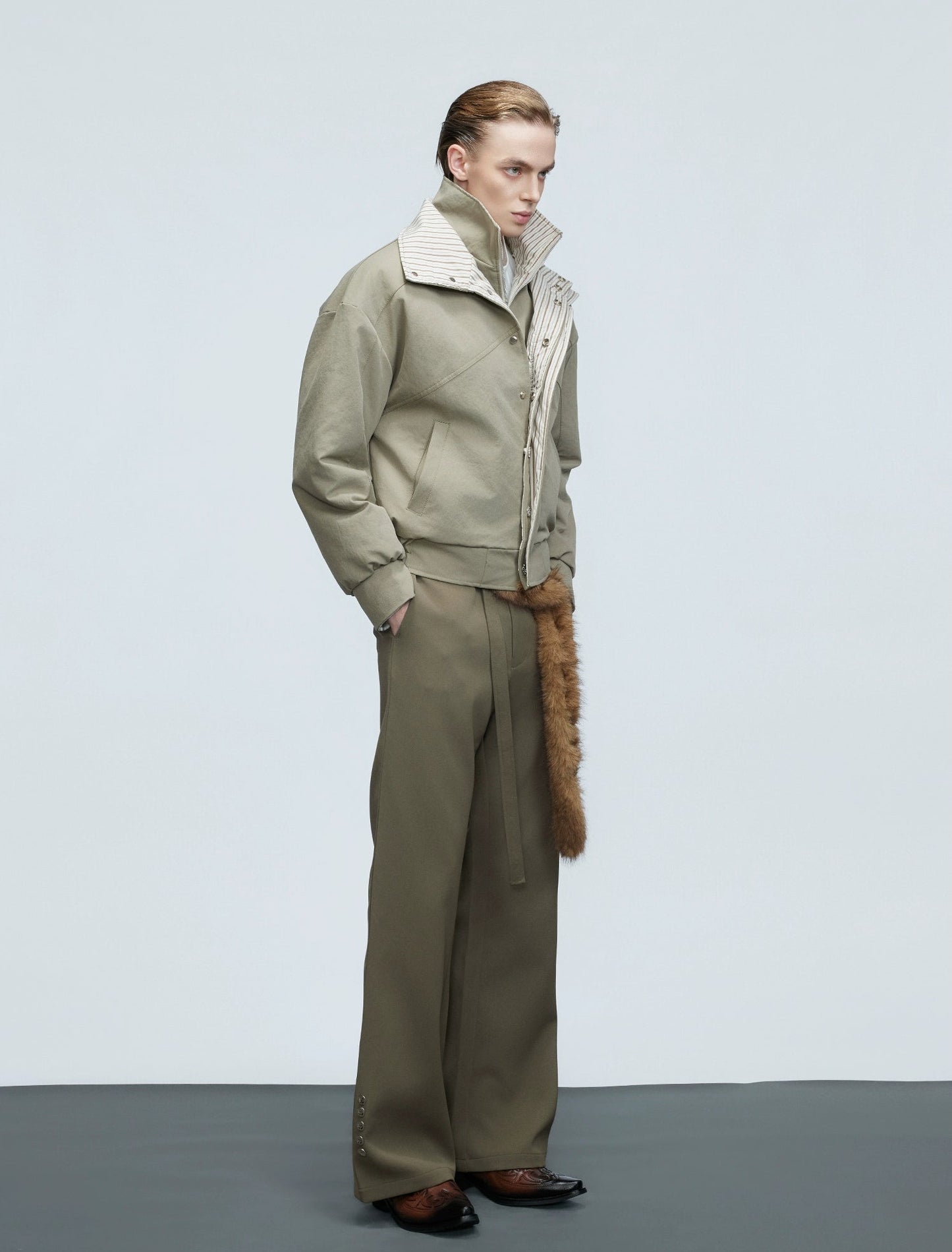 【25s Nov.】Washed Striped Thickened Cotton Coat