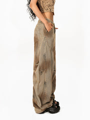 【25s Nov.】Vintage Washed Distressed Wide-leg Jeans