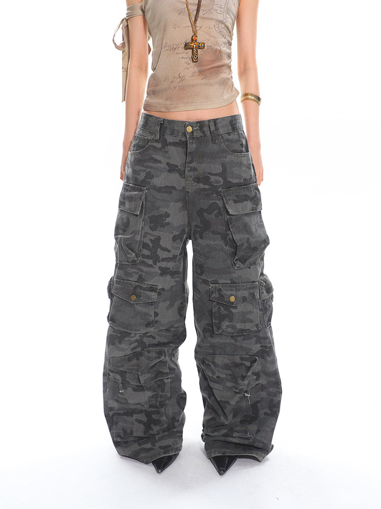 【25s Apr.】Heavy Camouflage Vintage Multi-Pocket Wide Leg Pants