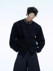 【24s Nov.】Simple Light Luxury Pearls Embellished Short Cardigan Sweater ArtsKoreanMan