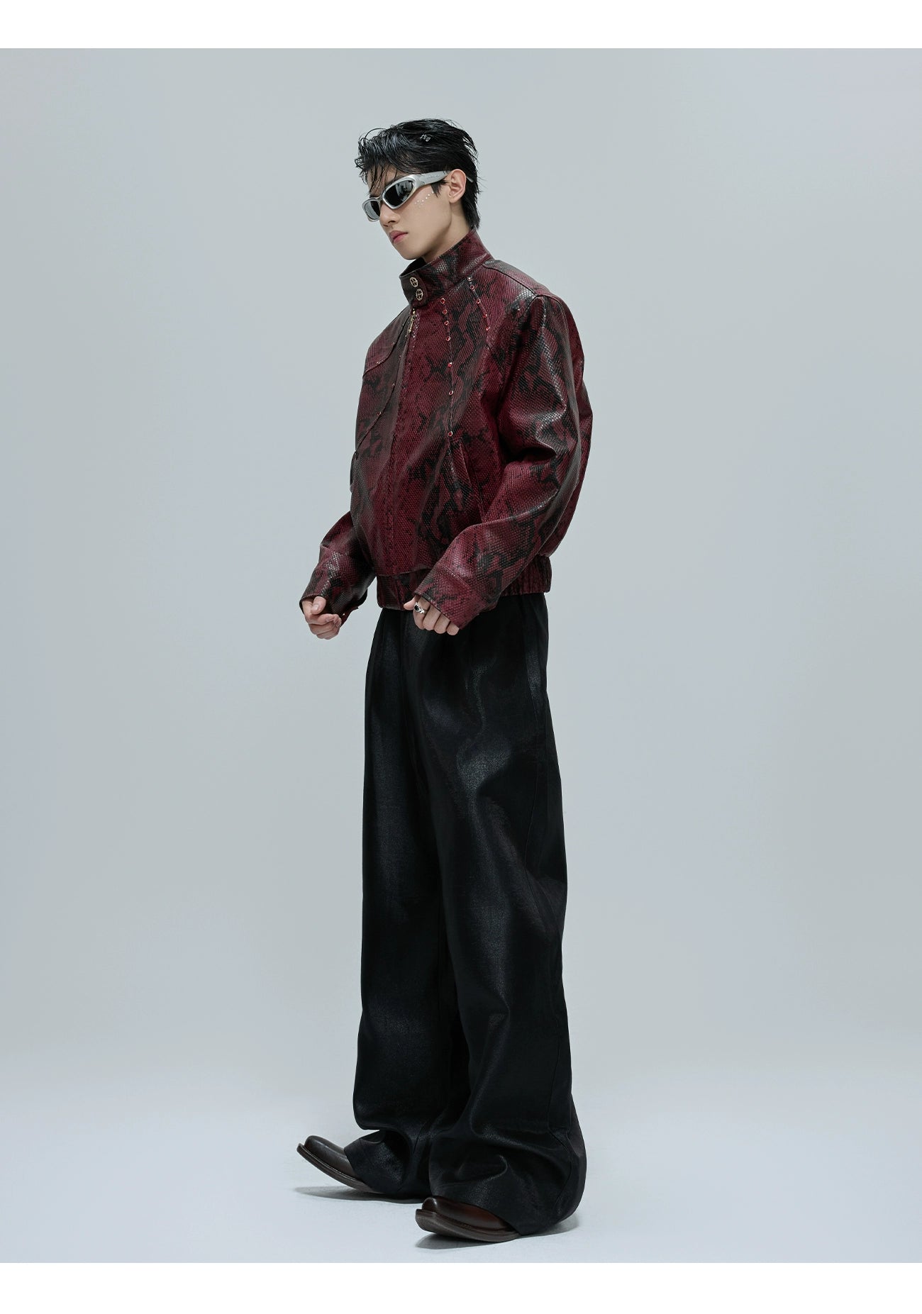 Python Textured Leather Fashion Jacket