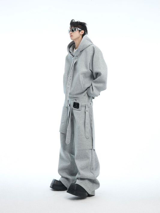 【25s Apr.】Deconstructed Ribbon Loose Mock Two-piece Sweatshirt Suit
