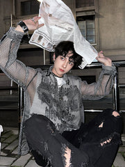 【26s Jan.】Sheer Mesh Korean-Style Casual Shirt